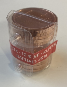 Rolle mit 10 x 10 Euro Kupfermünze Österreich 2018 Heilungsengel Raphael